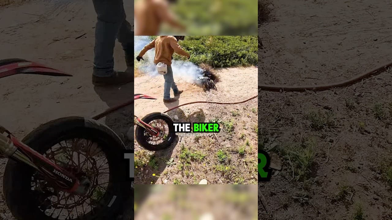 Biker Puts Out Fire !😱