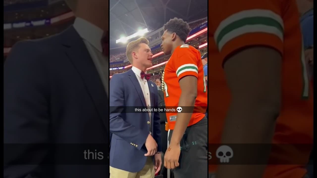 CFP Pregame Trash Talk 😂  - VRBO Fiesta Bowl #cfbplayoff #ncaafootball #olemiss #miami #funnyshorts