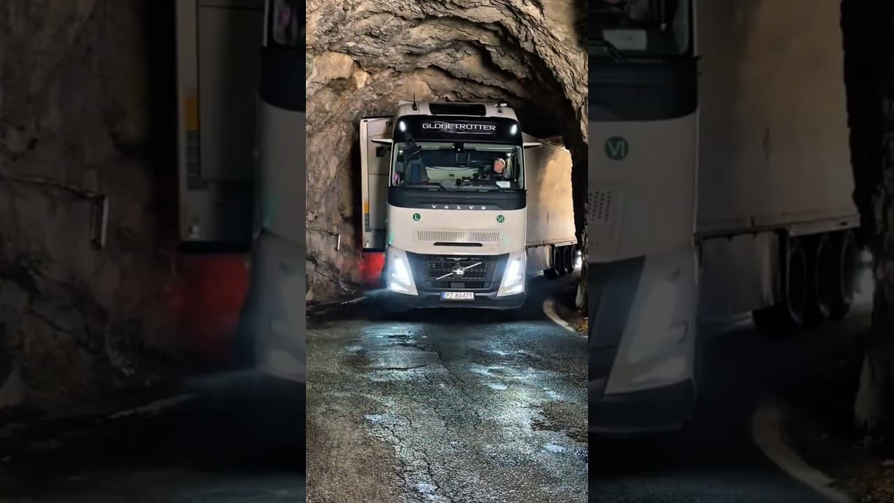 Got stuck in the tunnel 🫣🚛💨 unknownartist #truckdriver #automobile #lkw #camion #bigrig #job #work