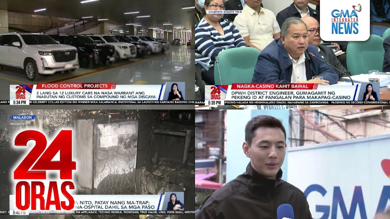 24 Oras: (Part 1) Discaya luxury cars | Na-trap sa nasusunog na bahay | Imbestigasyon sa..., atbp.