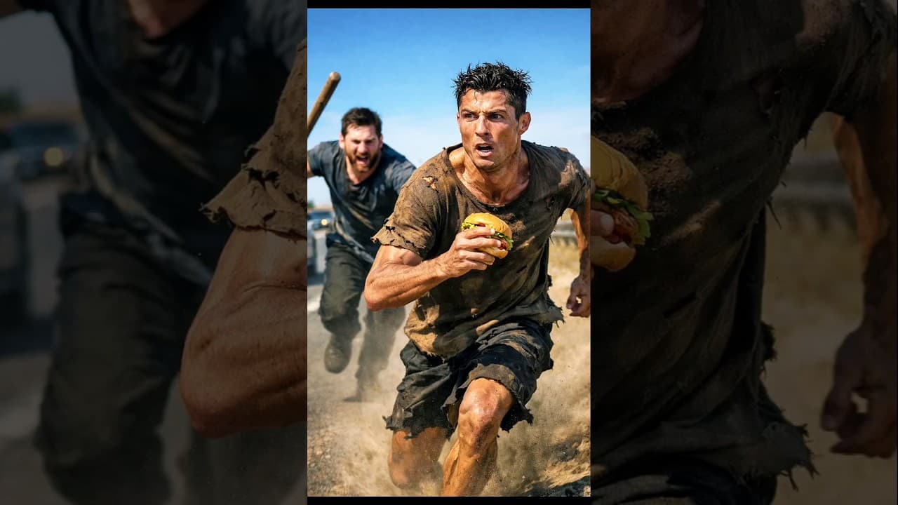 Messi Chased Ronaldo After He Stole a Burger 😥 #viralshorts #ai #ronaldo #messi