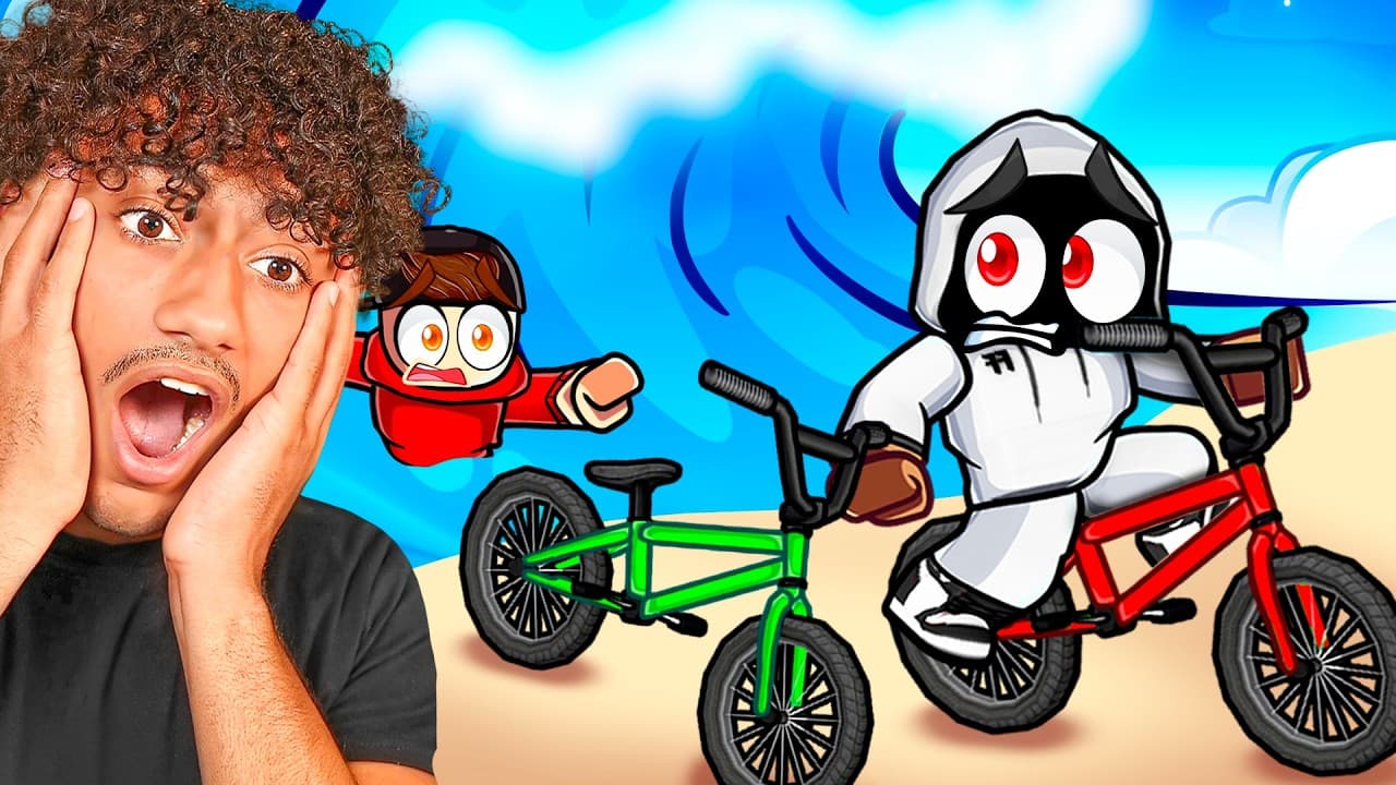 ESCAPE THE TSUNAMI ON A BIKE IN ROBLOX!