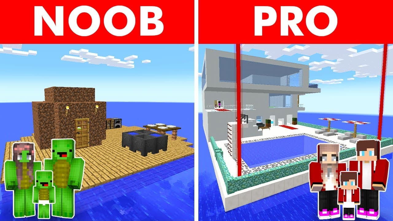 POOR vs RICH Water House Survival Battle in Minecraft