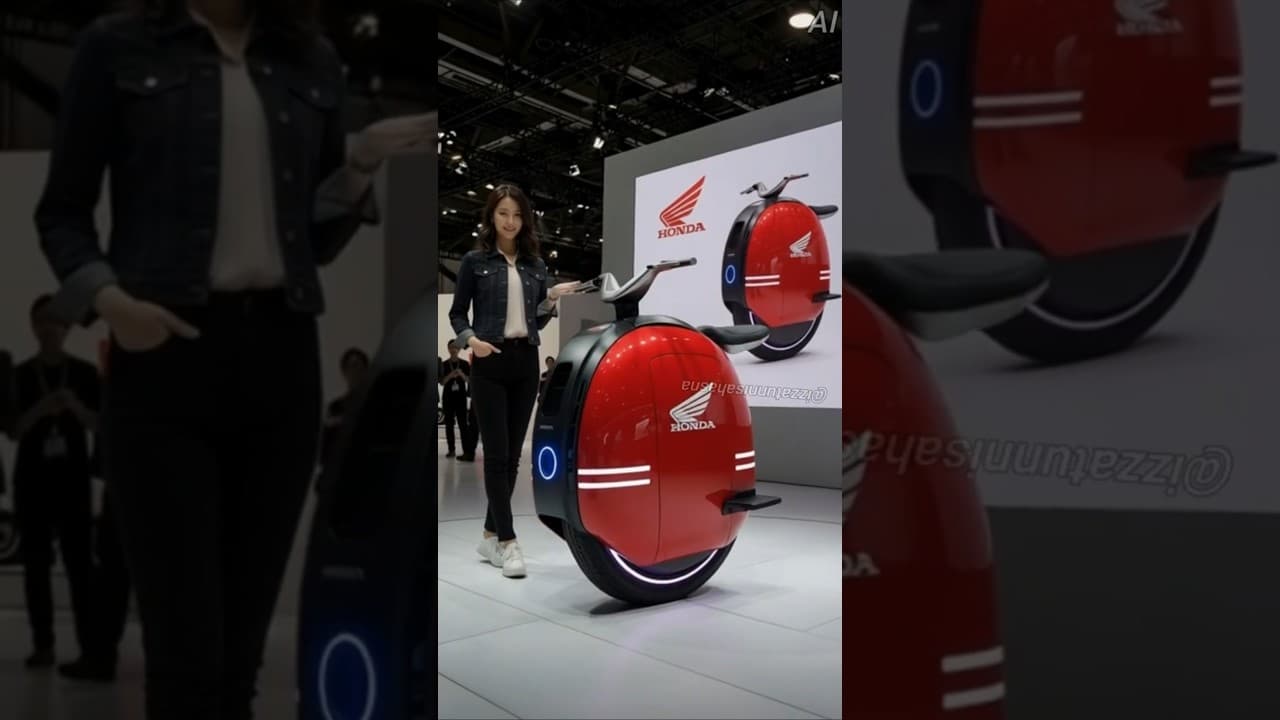Unreal Tech! #timcook on the H1+ #honda One Wheel Motorcycle #automobile #japan #aiart #robot#shorts