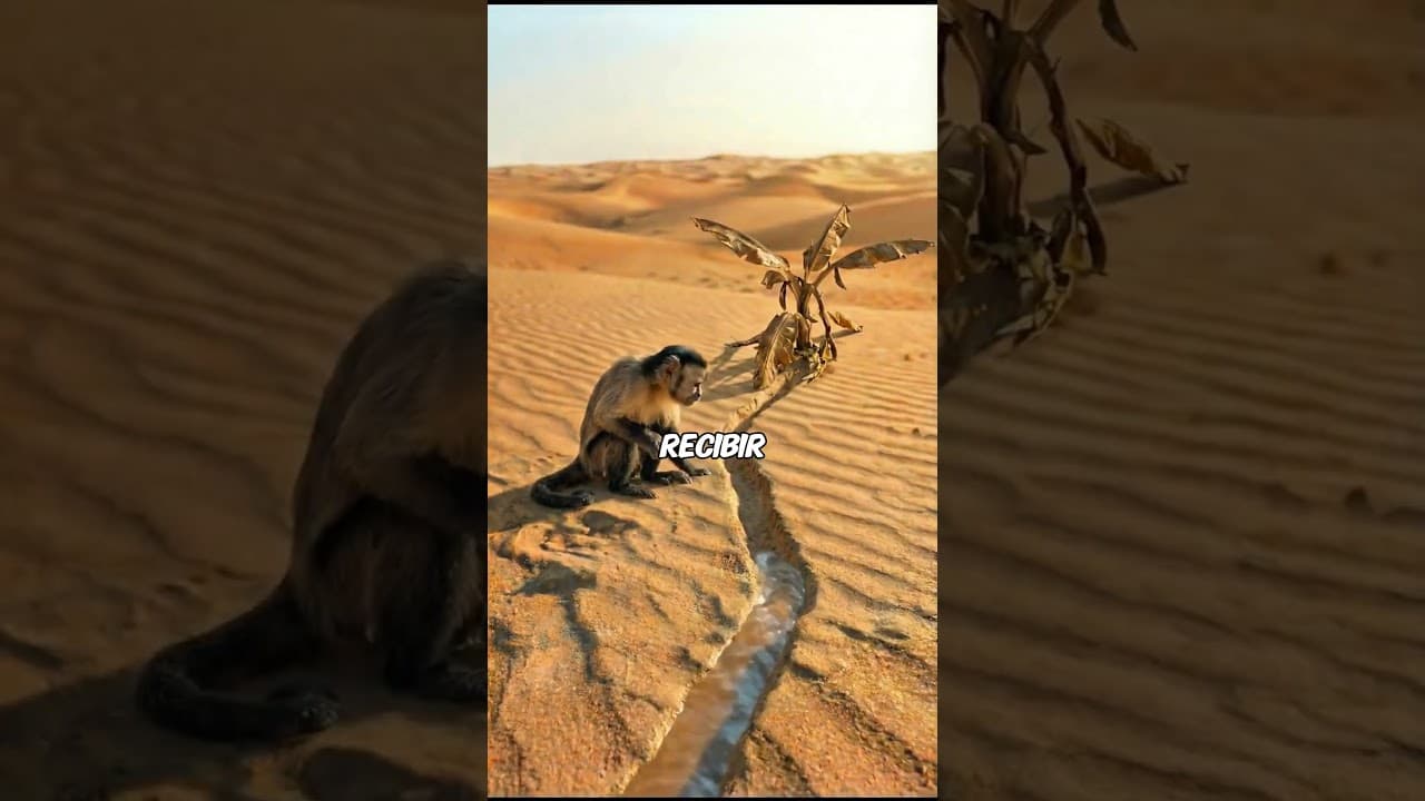 El mono salvó el árbol de plátano de secarse regándolo 😭 #shorts
