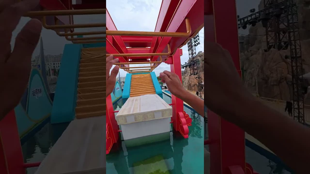 Help the security guard win in the new water ninja！#stunt #waterpark #parkour #funny #pov #sports