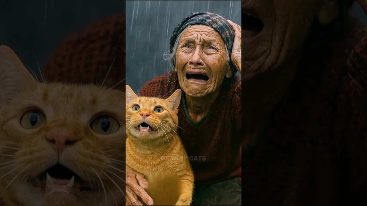 🌊 Poor Granny and kitten return a lost wallet and get reward to waterpark #shorts #catstory