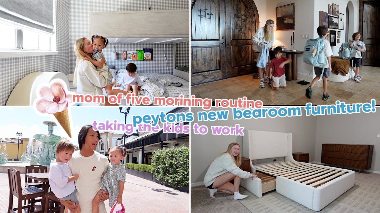 mom of five 6:30am morning routine, my niece's new furniture arrives & we take the kids to work!🍦