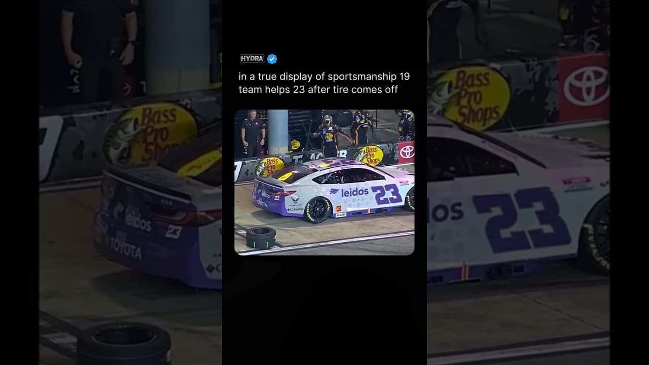 in a true display of sportsmanship 19 team helps 23 after tire comes off 😍✊ #toyota