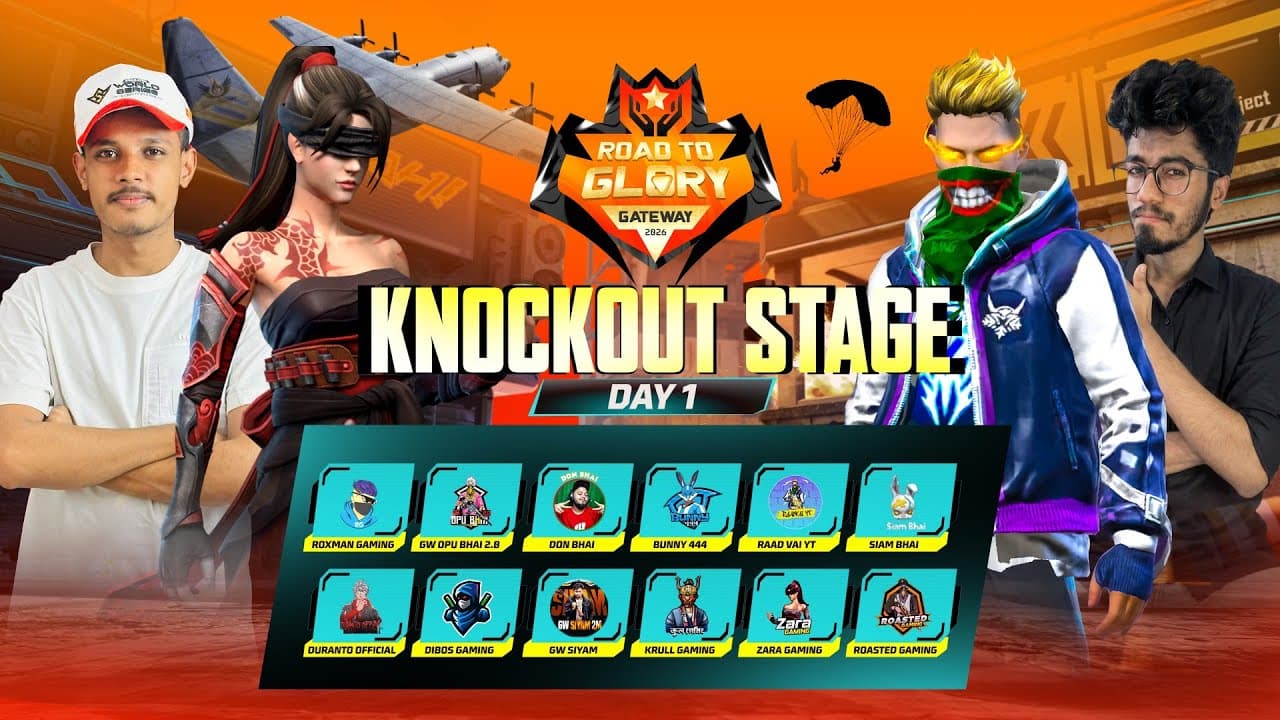 [🔴LIVE] ROAD TO GLORY GATEWAY 2026 | KNOCKOUT STAGE DAY 1 | FREE FIRE @raadvaiyt829@KrullGamingYT