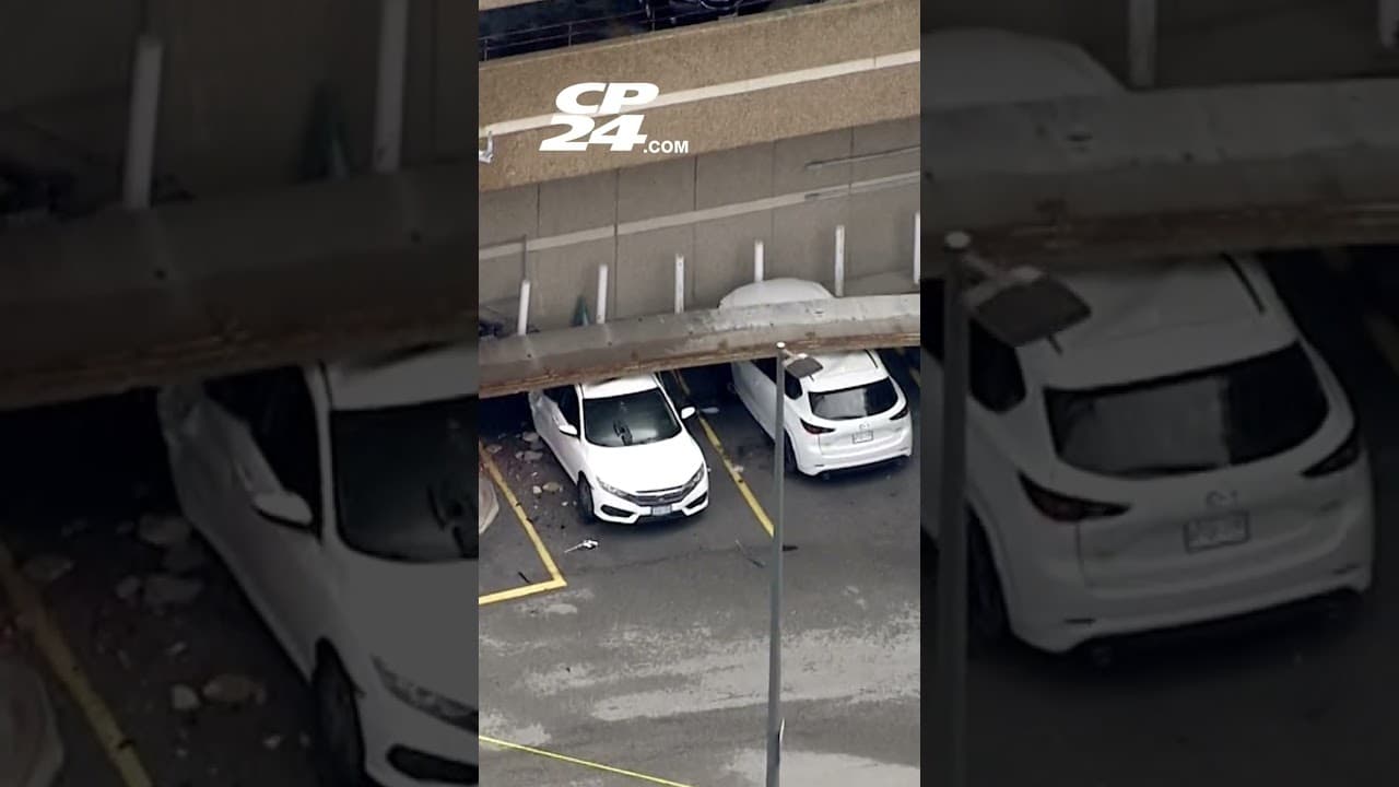 Crews respond to vehicle hanging over ledge at Mississauga hospital