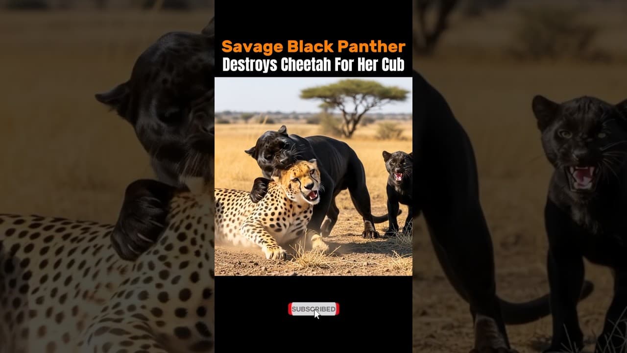 Black Pantheress Fights Cheetah | Her Cub’s Revenge – Savage Wild Battle
