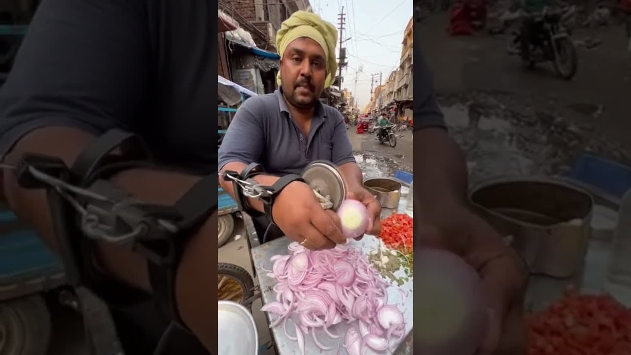 "Fastest Onion Cutting Ever? 😱 Indian Street Food Hack"