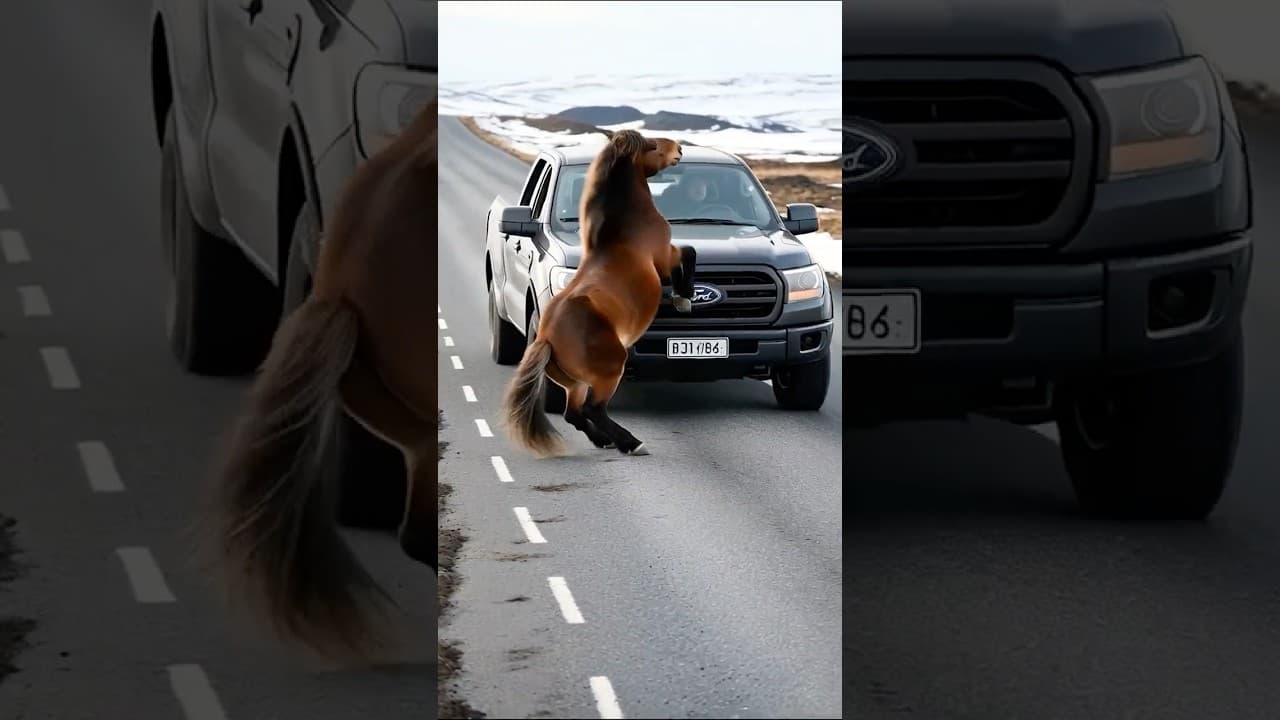 絶望の母馬、仔馬を救うため人間に助けを求める