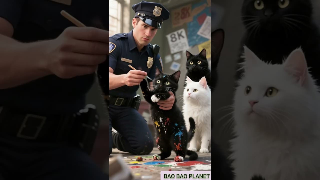 White Cat and Black Cat #cat #cats #catshorts #pets #funnycats