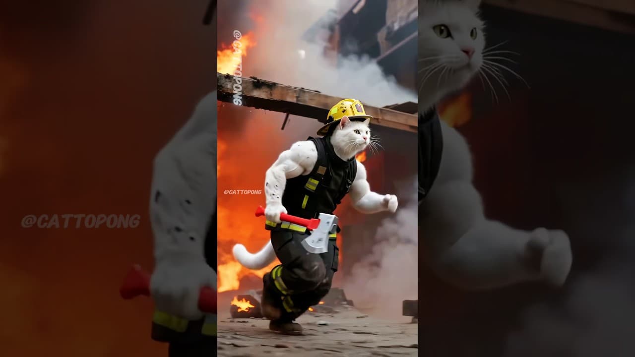 🙀🪓 The kitten exchanged its father 's battle axe for a toy, causing a tragedy 😭 #catshorts #cat