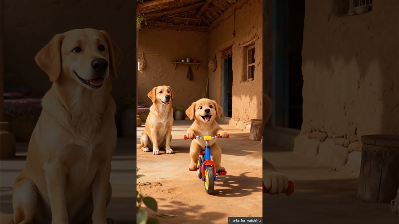 Cute dog steals bicycle for his child 😭 #ai #save #dog