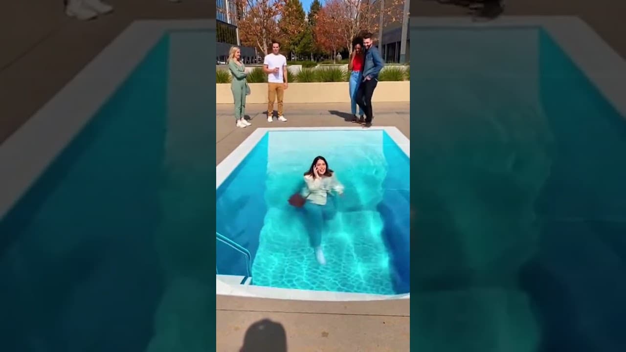 She thought it was a painting! 😂 But it's REAL water! 💦