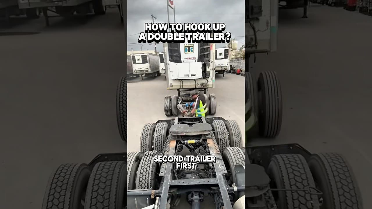 How to hook up a double trailer. #truckdriver #trucking #semi #cdl