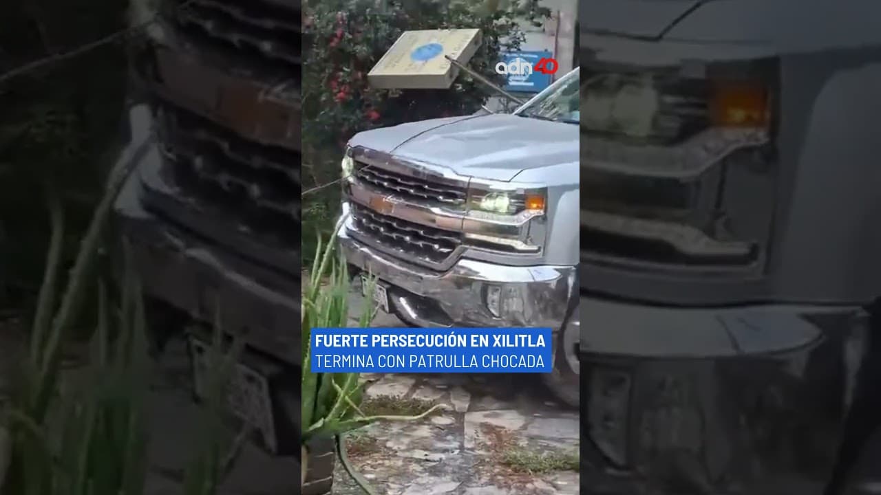 Camioneta huye en Xilitla y deja patrulla dañada en su intento por detenerla