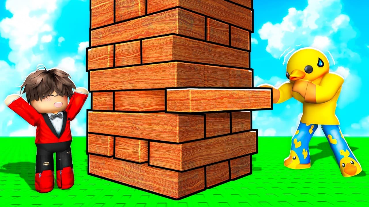 روبلوكس لاتطيح اخشاب الجينقا الغلط مع بطوط الصغير !