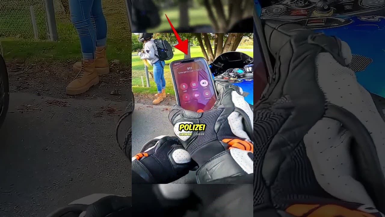 Die Frau beleidigt den Motorradfahrer nach dem Unfall 👵