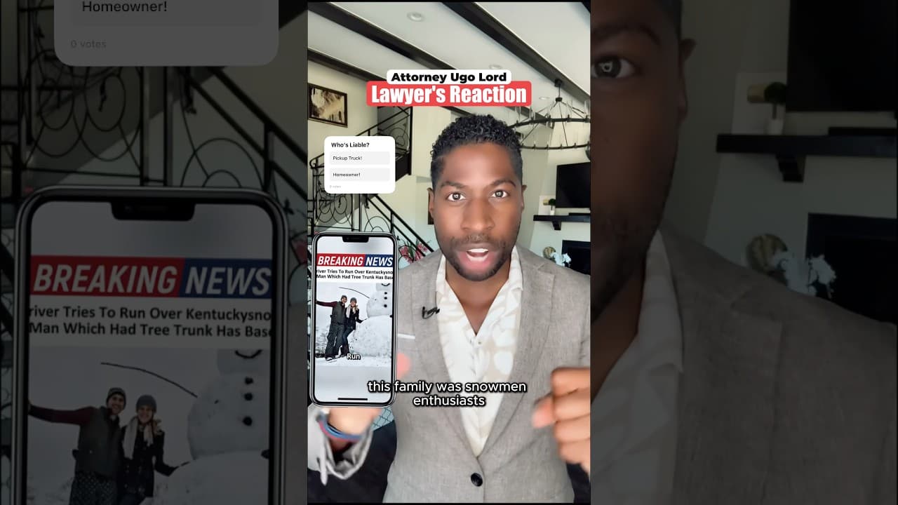 Pickup Smashes Into Snowman… But Homeowner Built It On A Tree Stump! | Attorney Ugo Lord Reacts!