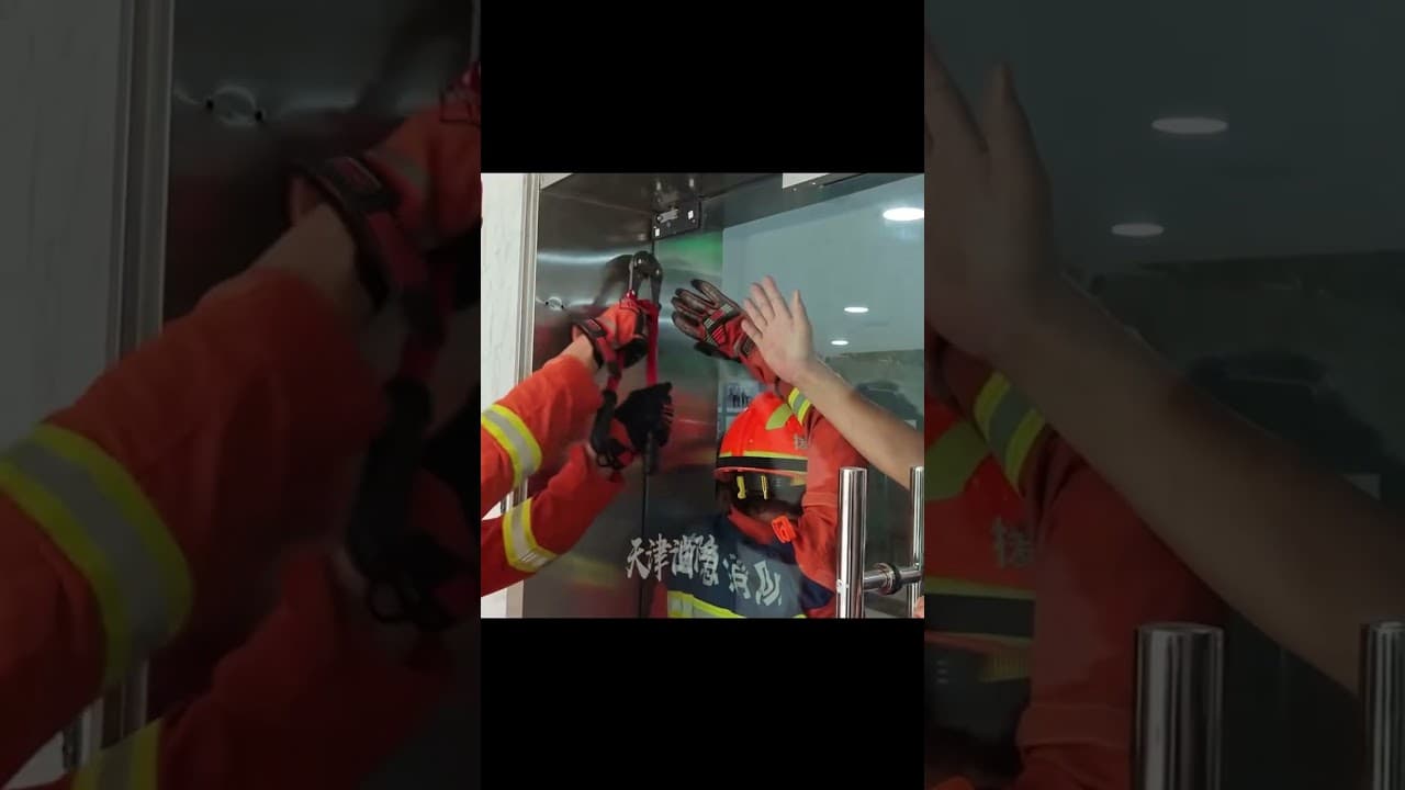 Firefighter Human Shield: Hero Blocks Glass to Save Girl 🚒 #accident #shorts #firefighters