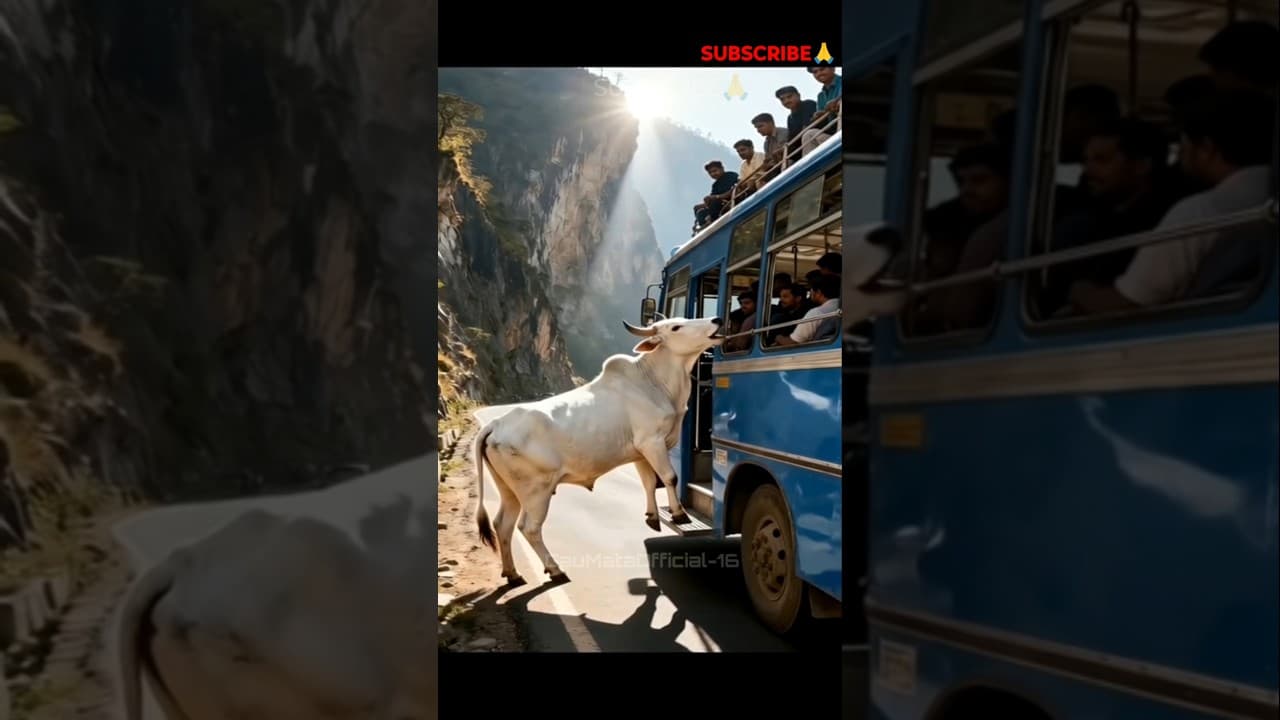 The divine cow appeared! Prevented the disaster from happening.#cow #shorts #rescue