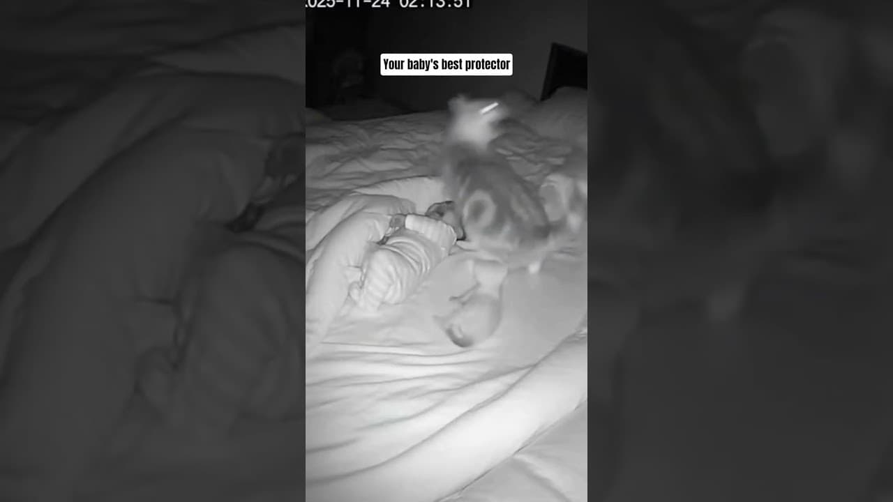 Your baby's best protector #cat #baby #horror #shorts