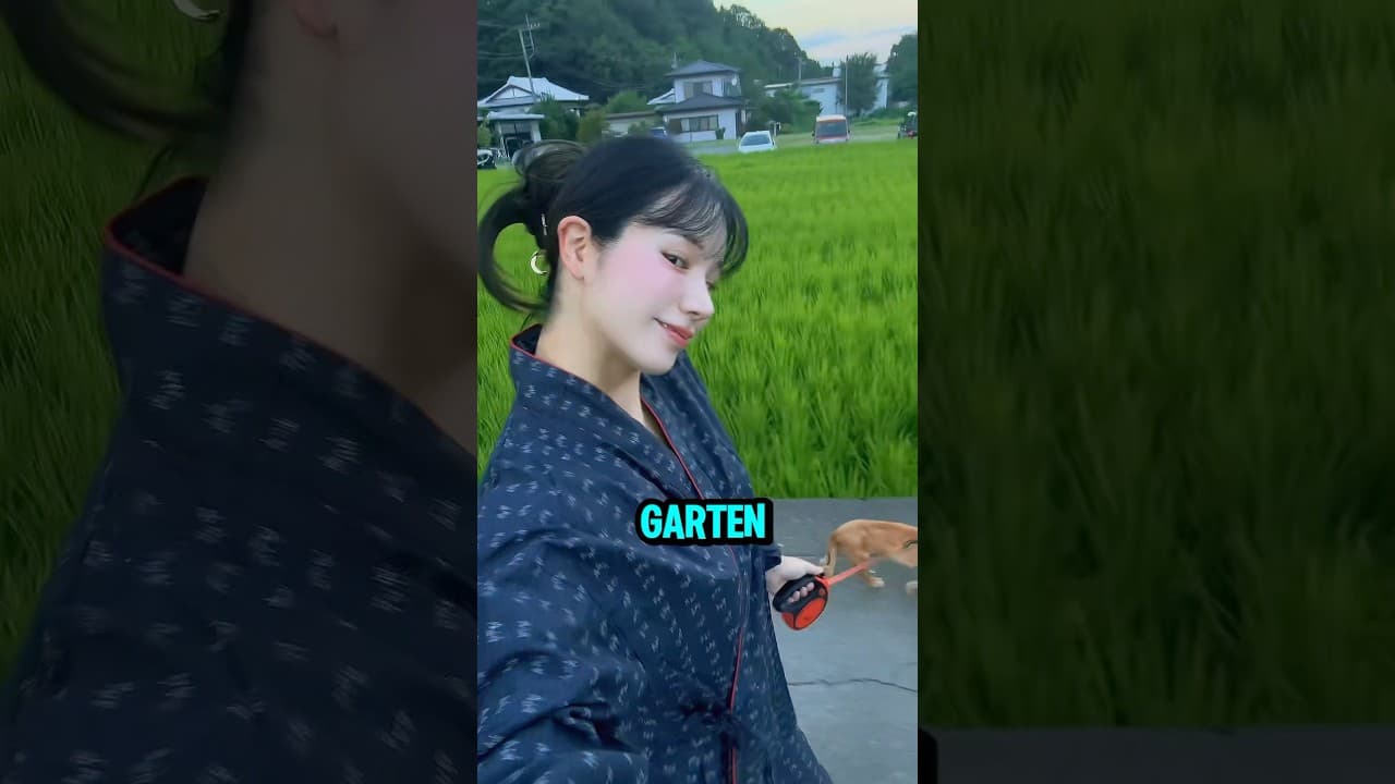 Japanische Mädchen mähen den Rasen im Garten nicht 😋🤭