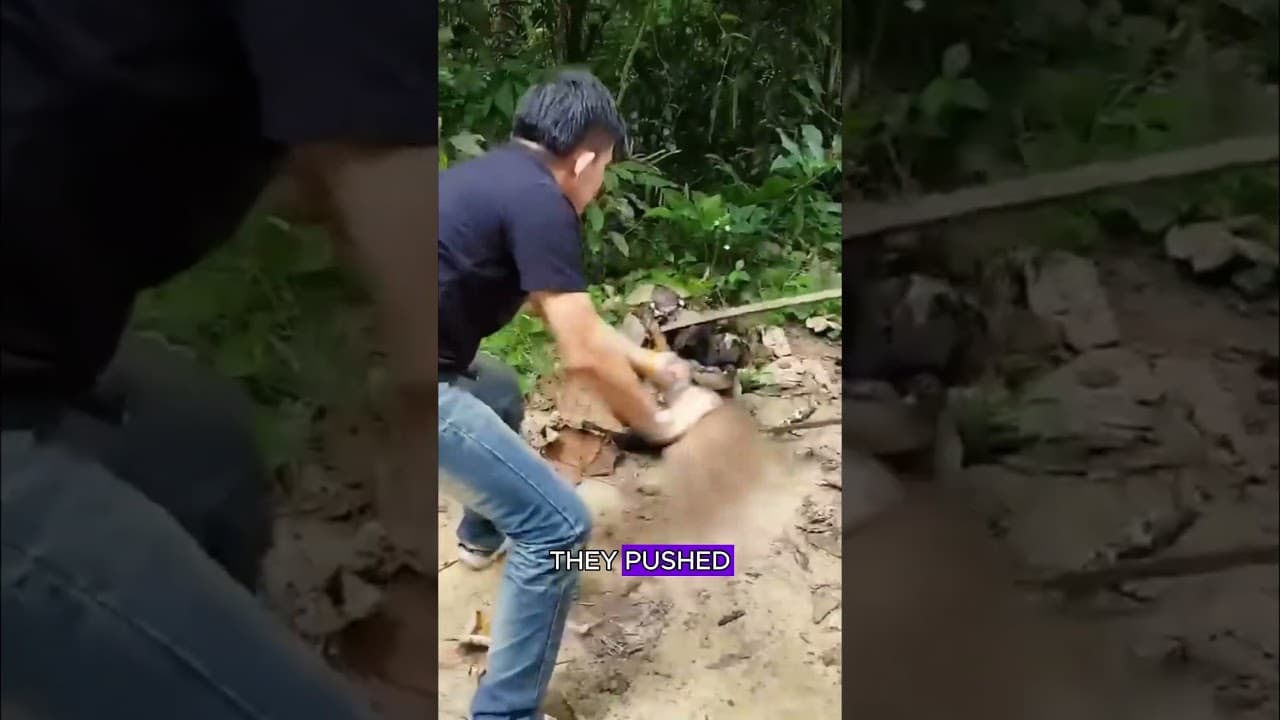 Save the dog caught by the python #wildlife #animals #fyp