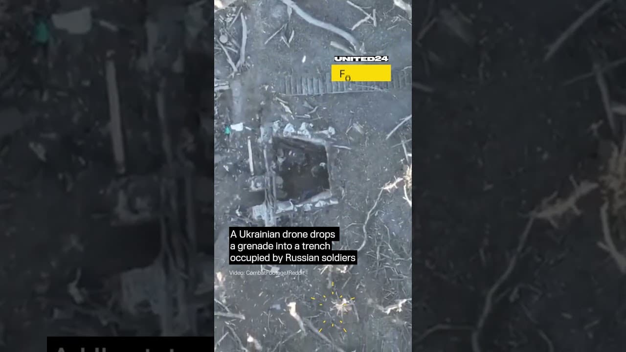 Ukrainian Drone Drops Grenade Right into Trench With Russians #warinukraine #drone