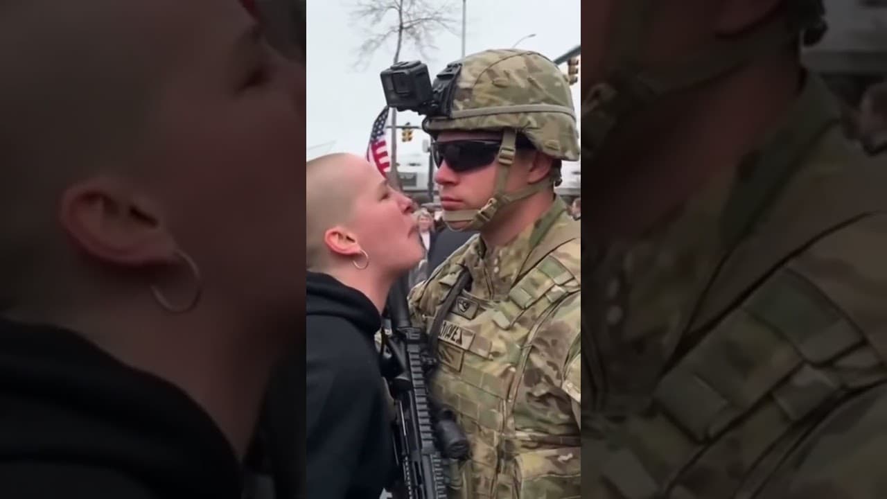She Barked Like a Dog… He Treated Her Like One! 🌶️😱 #shorts #karma #military #viral #protester