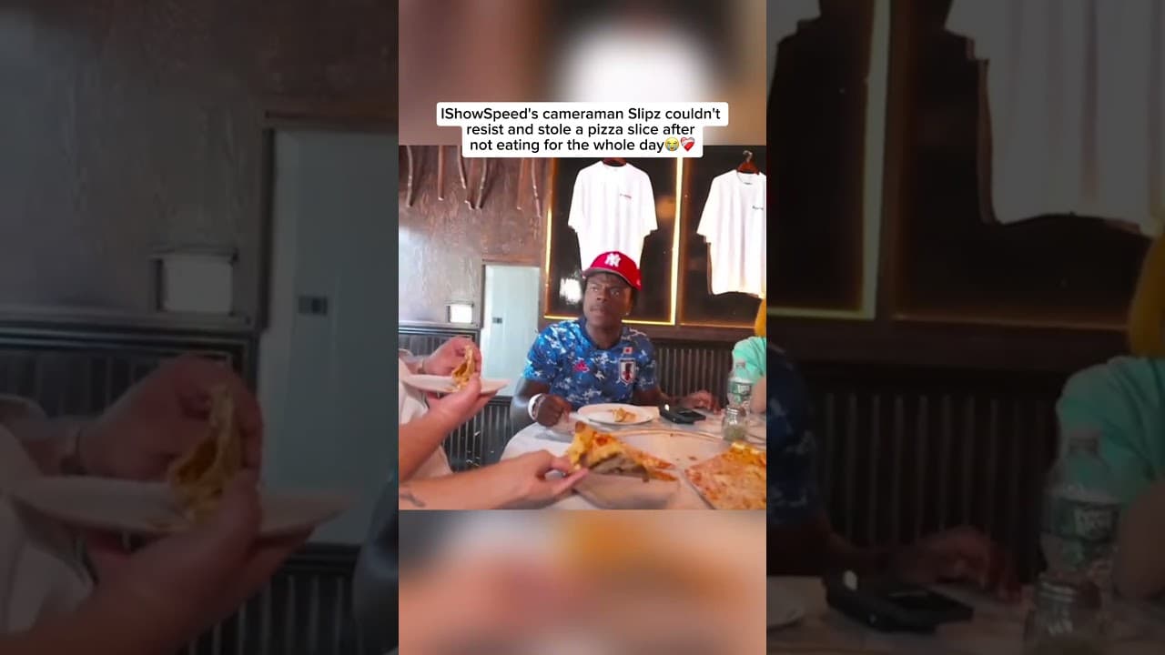 IShowSpeed's cameraman Slipz couldn't resist and stole a pizza slice after not eating forthewholeday