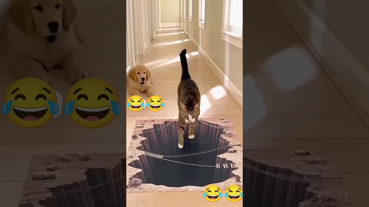 Dog panic / cat walk like boss 😂👆 #reaction #catvideos #shaababies #funny #pets #comedy #fun