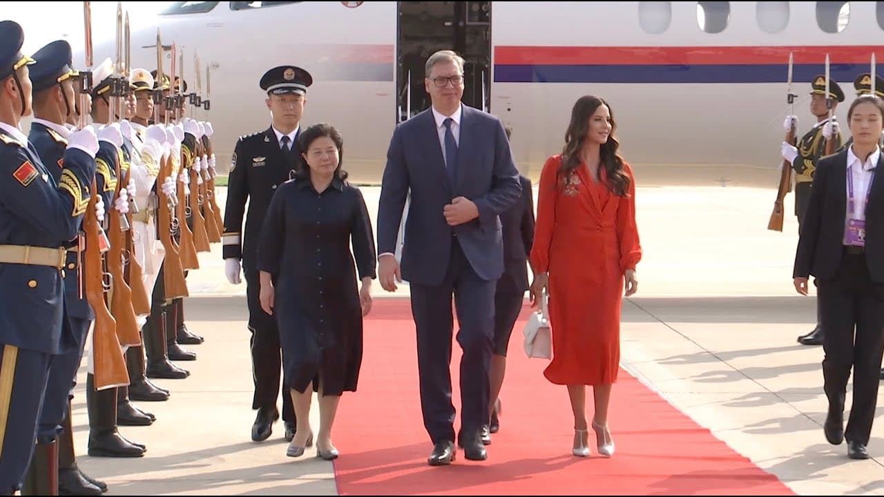 Serbian President Aleksandar Vucic arrives in Beijing