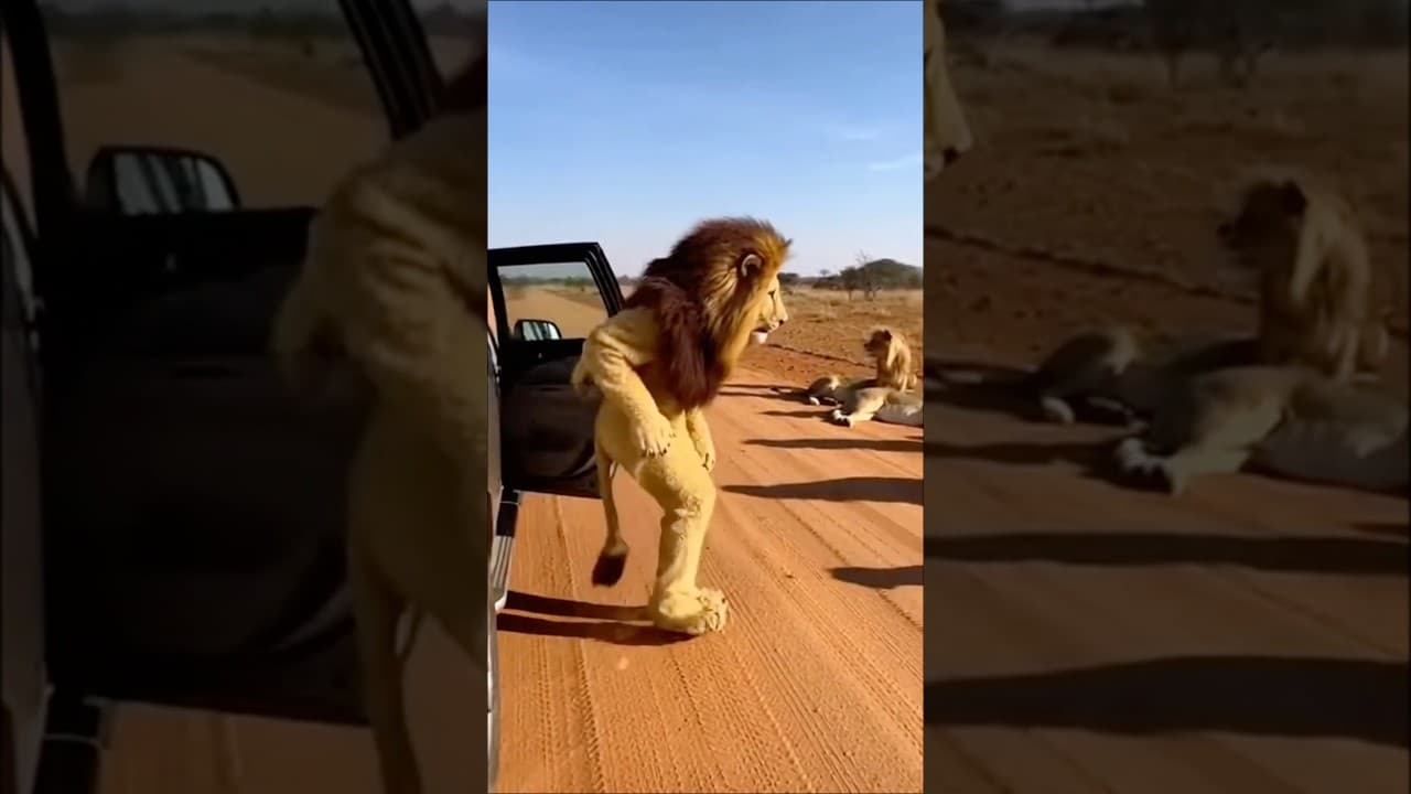 Will the Lions Accept Him? 🦁 A Lion Costume in the African Savanna #shorts