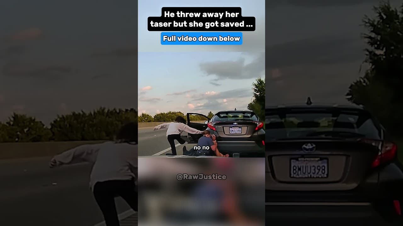 He threw away her taser but she got saved by stranger #bodycam #police #shortvideo #shorts #auto
