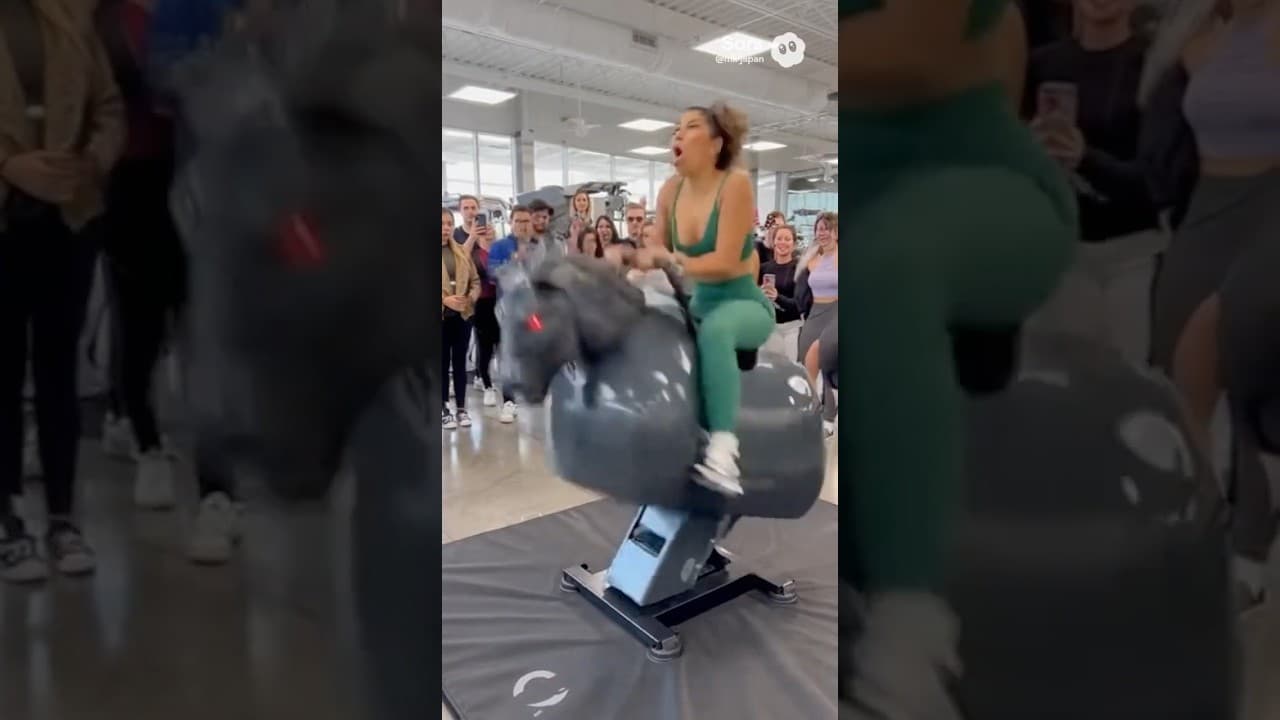 Gym Rodeo Machine Freaks Out! Crowd Loses It 😂🐴