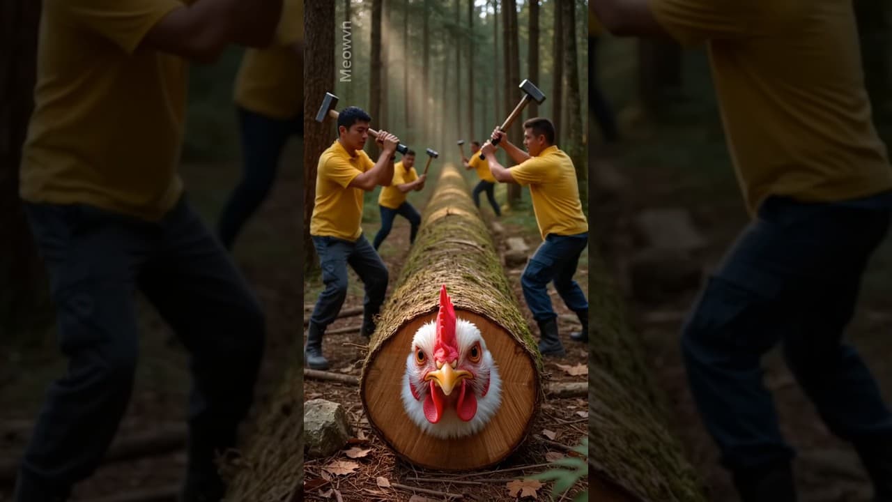 rescue mother hen and chicks from giant log #animals #funny #shorts