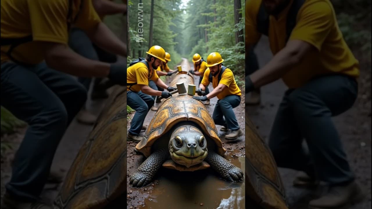 Rescue giant turtle in the forest #animals #funny #shorts