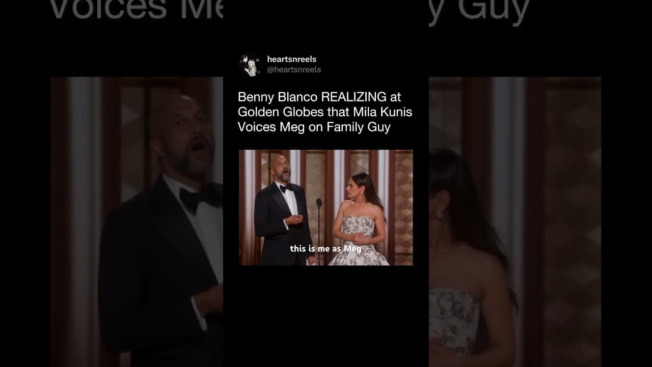 Benny Blanco Realizes Mila Kunis Voices Meg on Family Guy at the Golden Globes