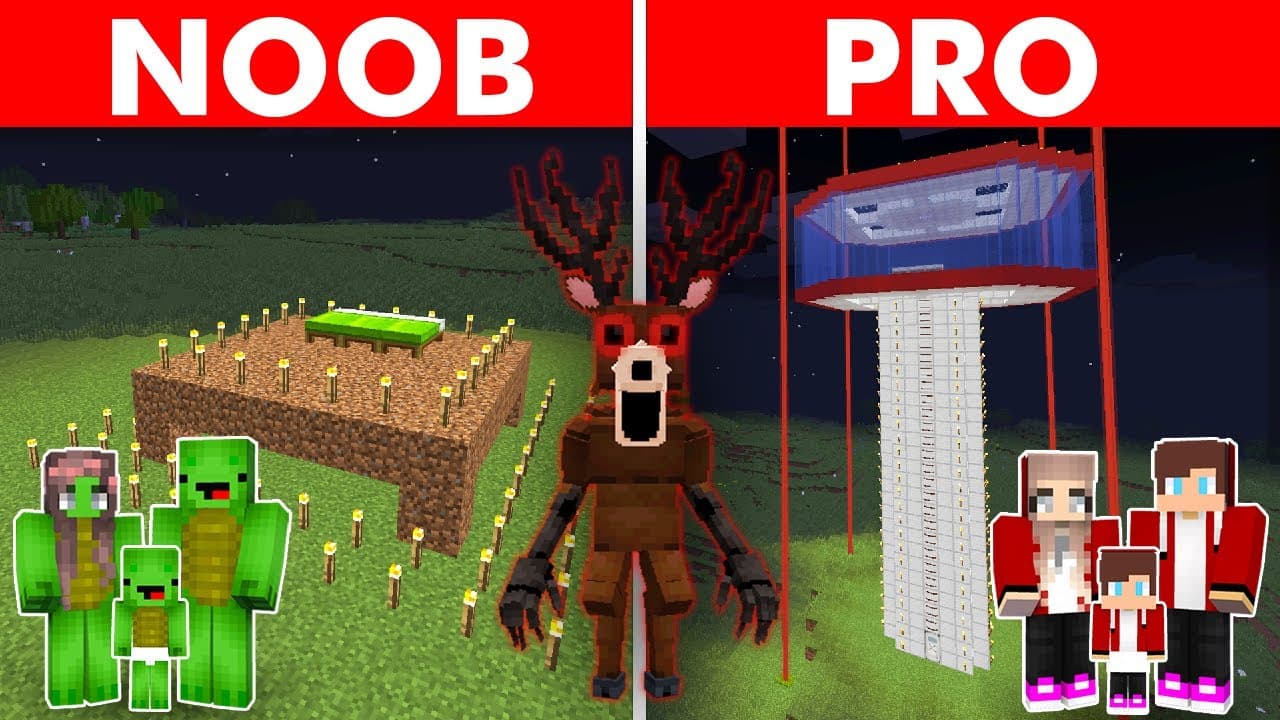 NOOB VS PRO: DEER CULT HOUSE BUILD CHALLENGE in Minecraft 99 Nights in a Forest!