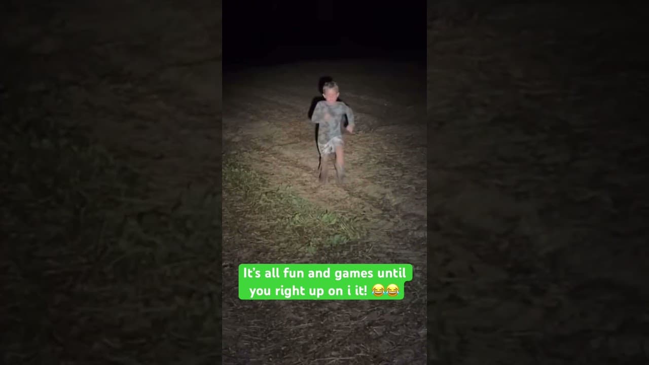 It’s all fun and games until you right up on i it! 😂😂#hunting #kids #oposums #racoon down