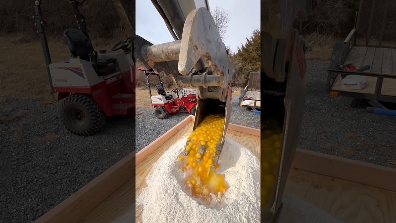 Making A Massive Pan Of Lasagna With Construction Tools