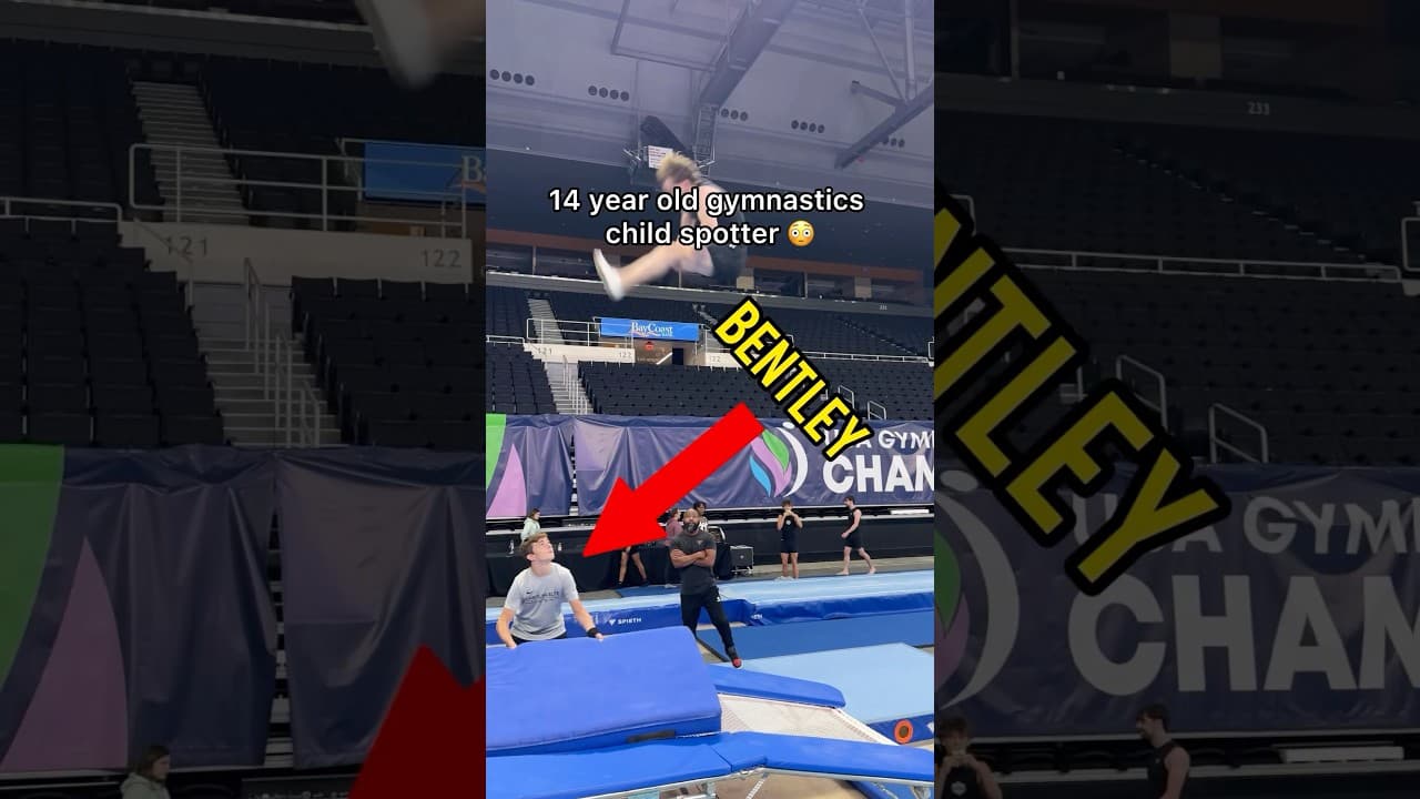 Is he the future of the Spotter Club?😮 #gymnastics #sports #olympic #flips #gymnast #fails #spotter