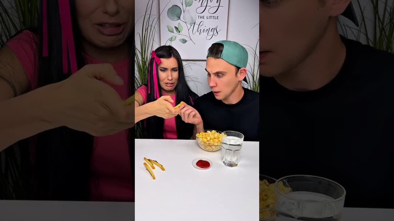 Boy bites fries, girl angry: that’s my hair clip 😤🍟