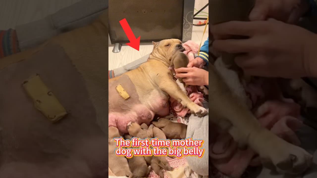 The first-time mother dog with the big belly