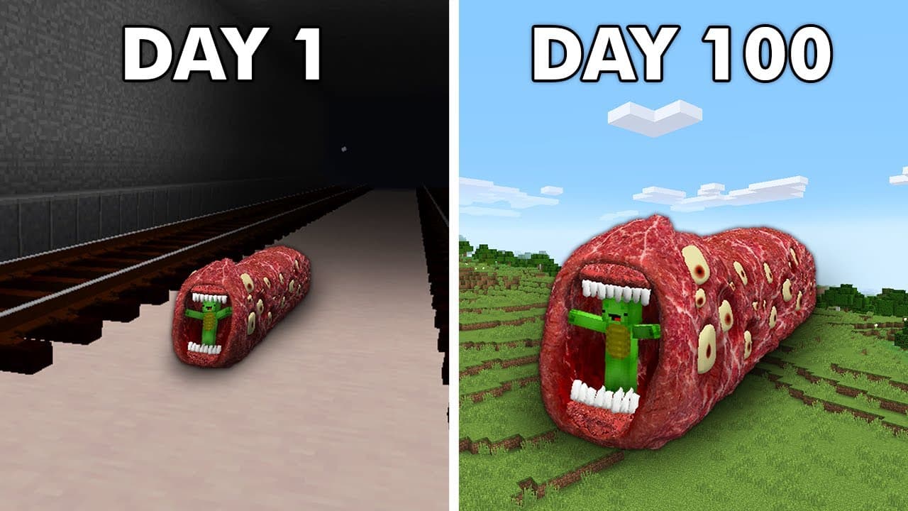 We Survived 100 Days as TRAIN EATER in Minecraft